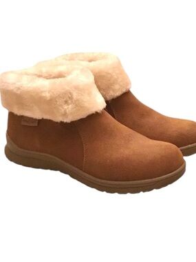 🆕 Minnetonka Brown Suede Faux Fur Moccasin Boot Size 10 Water/Stain Resistant